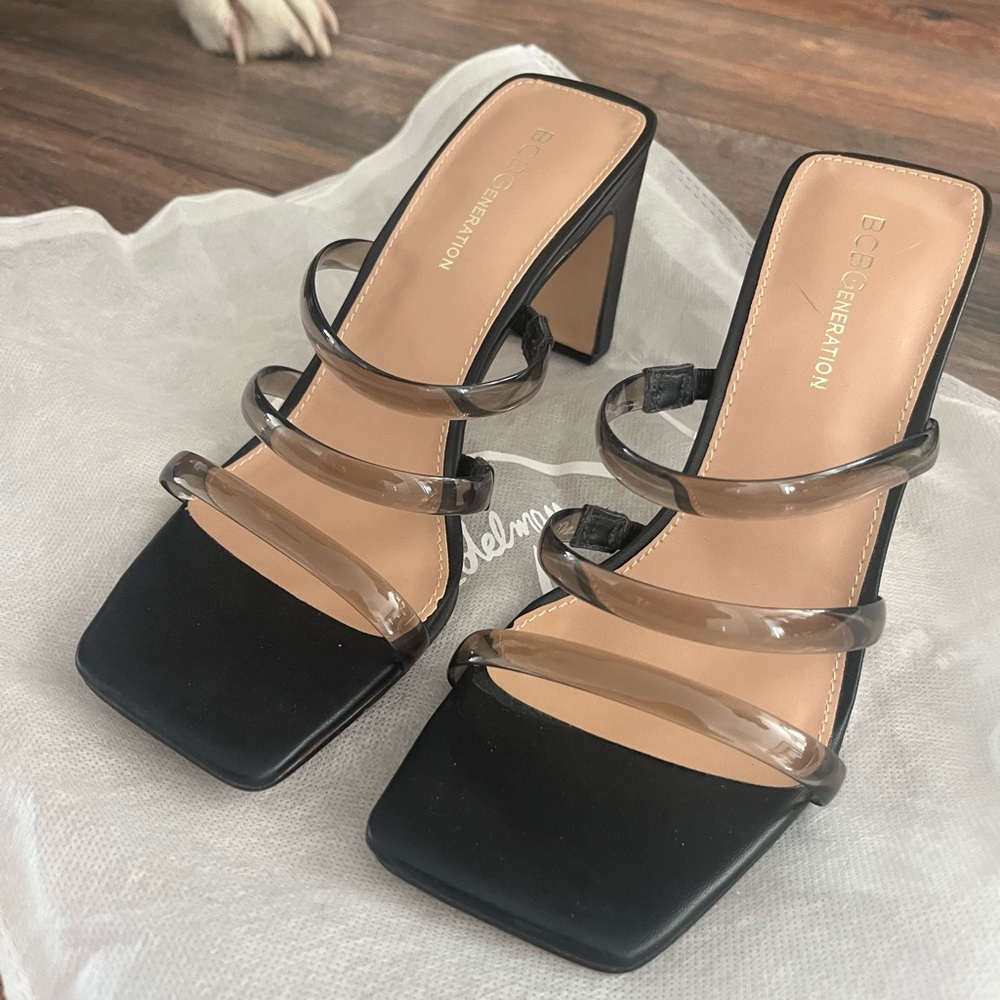BCBGeneration Black Heels with Transparent Straps